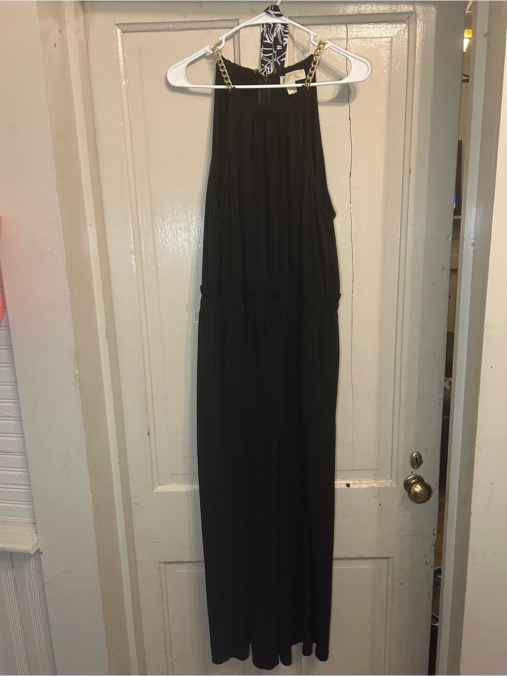 Michael Kors Romper Style Pant Suit With Scarf Size XL Black
